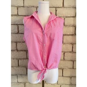 Lauren Ralph Lauren Pink & White Gingham Sleeveless Button-Down Shirt Size 12